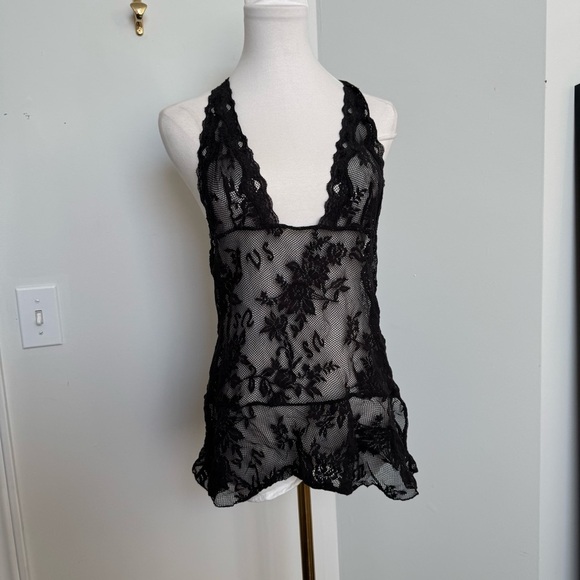 Vintage Victoria secret Black Lace  babydoll M goth coquette fairy whimsy - Picture 3 of 5
